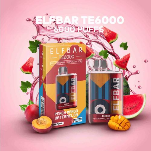 Elfbar TE6000 Peach Mango Watermelon Vape - Enjoy 6000 Puffs!